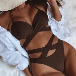 Hollow Out Nude Bikini Bandage Designer Swimsuit Halter Push Up Bathing Suit Women Swimsuit