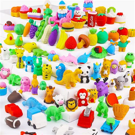 Zkptops 110pcs Animal Erasers Kids Animal Pencil Erasers