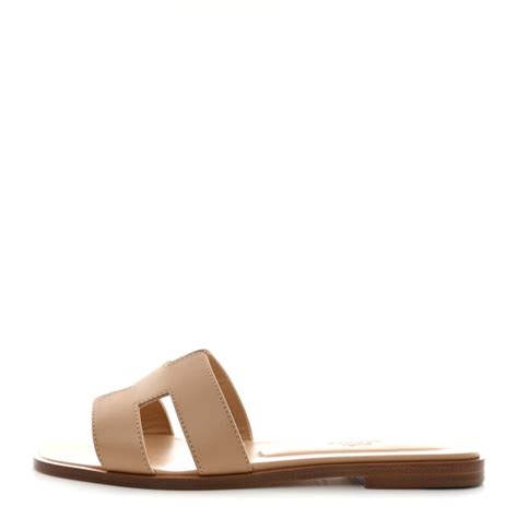 HERMES Box Calfskin Oran Sandals Beige Nude FASHIONPHILE