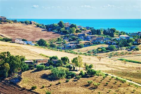 Landscape and Mediterranean Sea in Agrigento Sicily Island Stock Image ...