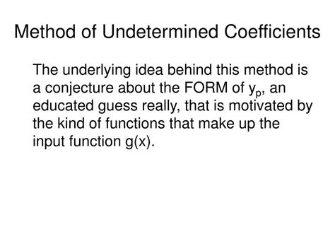 Ppt The Method Of Undetermined Coefficients Muc Powerpoint