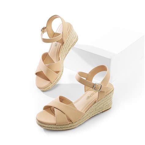 NUDE NUBUCK Espadrille Criss Cross Wedge Sandals Dream Pairs