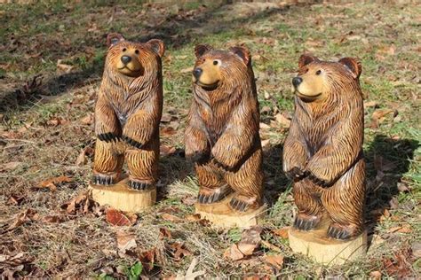 Rusty Brown Bear Chainsaw Carving Wood Sculpture 20 23 Inches Tall