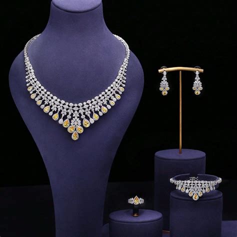 Bridal Zirconia Jewelry Sets For Women Party, Luxury Dubai Nigeria