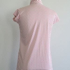 Red Polka Dot Bow Blouse Short Sleeve Polyester Pussy Bow Blouse Etsy