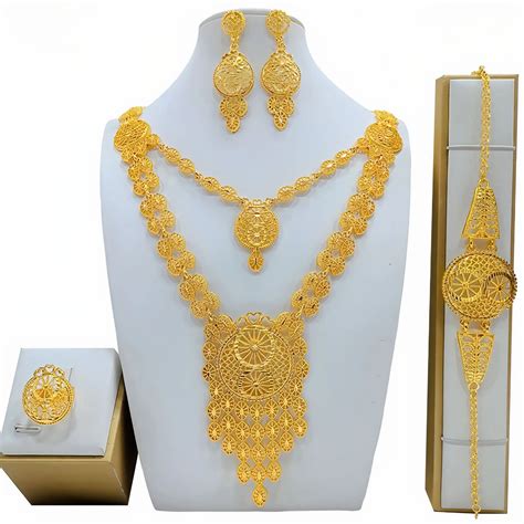 daihe dubai  gold plated jewelry set african bride necklace bracelet