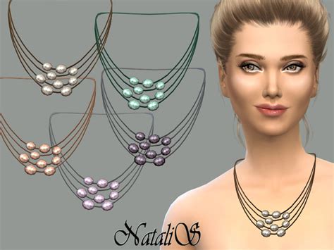 The Sims Resource NataliS Multilayer Freshwater Pearl Necklace FT FE