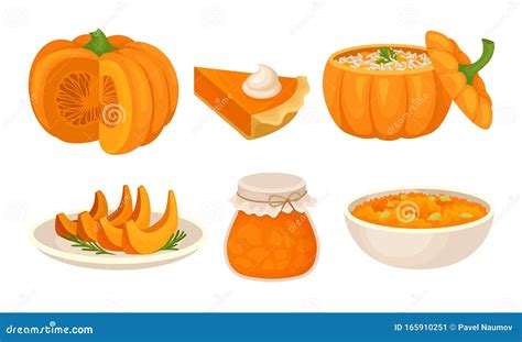 Conjunto Vectorial De Platos Dulces De Calabaza Colección De Postres ...