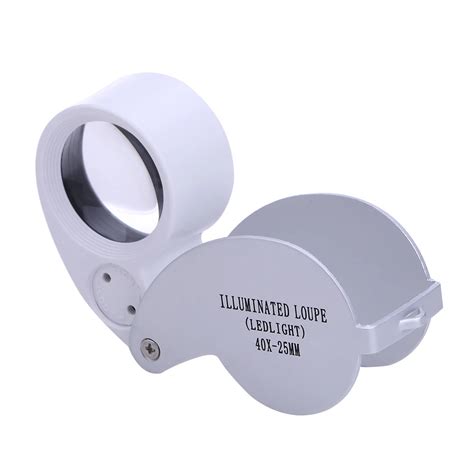 25mm 40x Jewelry Jade Magnifier Loupe Pocket Fold LED Magnifying for ...