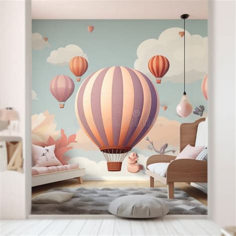 Hot Air Balloons Pastel Color Floating In The Sky Illustration Stock Illustration Illustration
