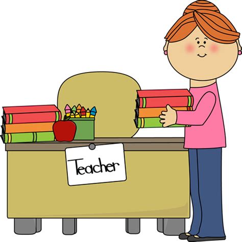 Teacher Putting Books On Desk Clip Art Teacher Putting Books On Desk