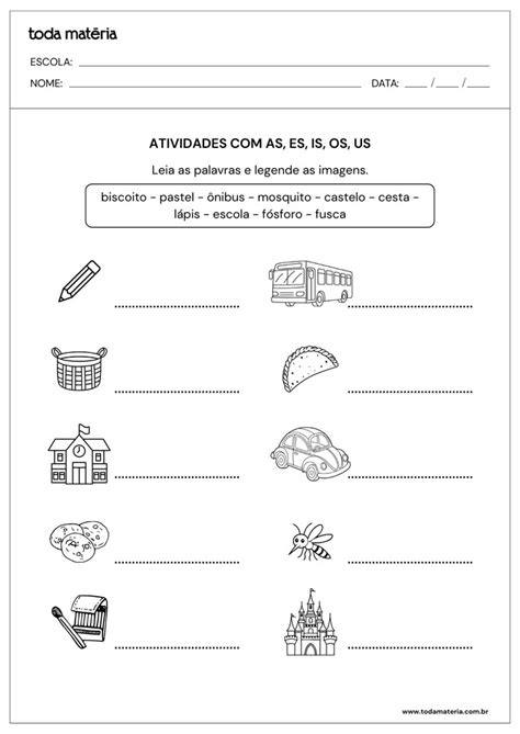 Atividades Com As Es Is Os Us - Atividades com AS ES IS OS US (prontas para imprimir) - Toda Matéria