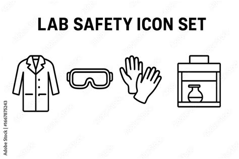 lab safety icon set outline vector icons  laboratory personal
