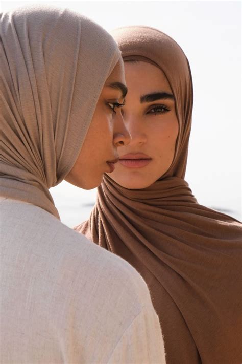 Matching Jersey Hijab Set In Sand And Maple Brown Nude Hijab Jersey