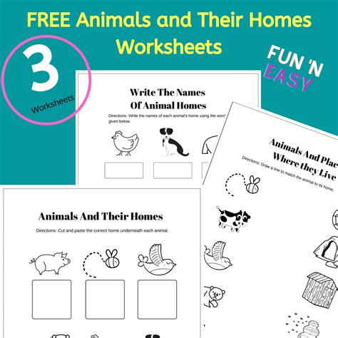 Free Printable Animals And Their Homes Worksheets - - Worksheets Library