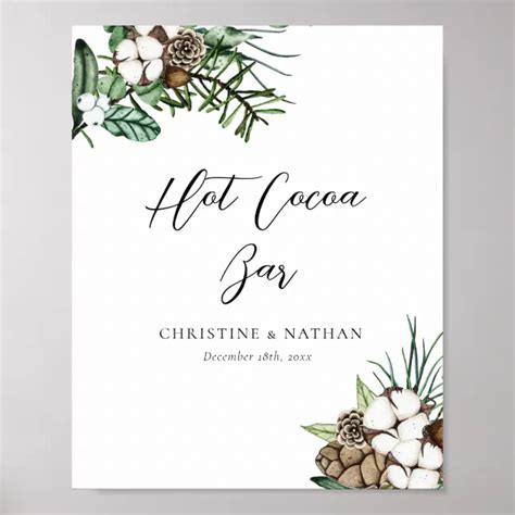 Elegant Winter Wedding Hot Cocoa Bar Sign Zazzle