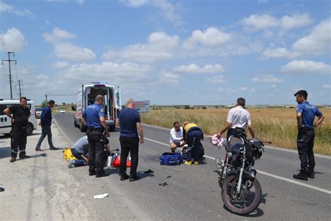 Tekirdağ da motosiklet ile kamyonet çarpıştı 2 yaralı