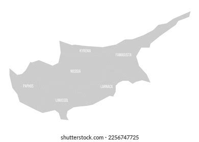 Cyprus Political Map Administrative Divisions Stock Vector (Royalty ...