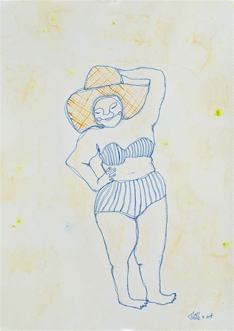 Blåstribet Bikini by Thille Baek Kræss Online Billedvæg