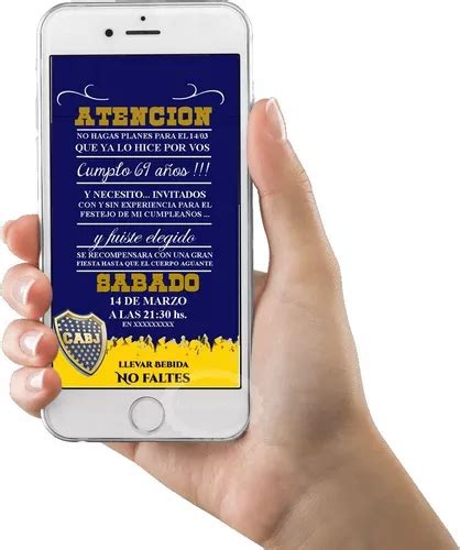 Boca Juniors Invitaci N Tarjeta Digital Imprimible Whatsapp En Venta En