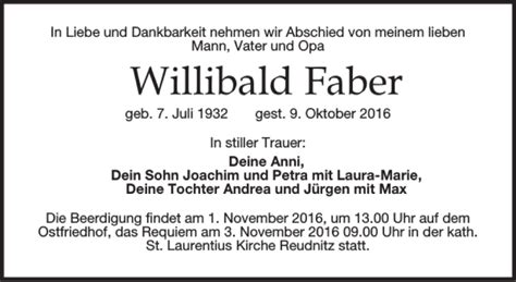 Traueranzeigen Von Willibald Faber Trauer Anzeigen De