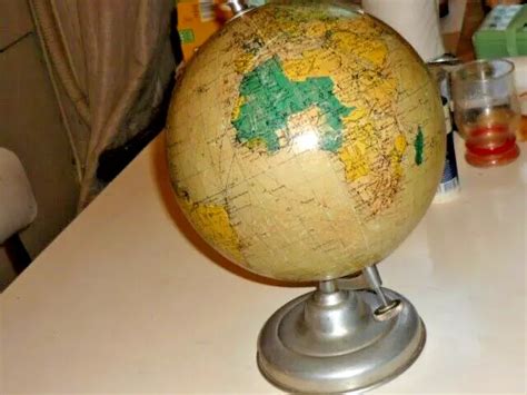 ANCIEN FRANCE Globe Terrestre 1948 Cartes Taride Paris Socle Aluminium