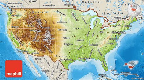 Large Detailed Shaded Relief Map Of The Usa Usa Maps Of The Usa Images