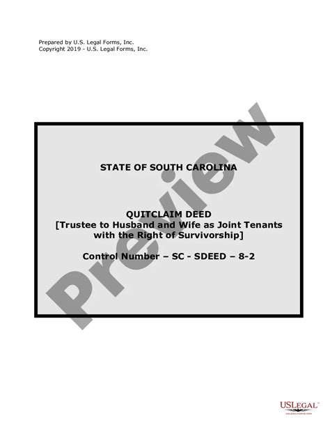 South Carolina Quitclaim Deed For Trustee To Husband And Wife As Joint