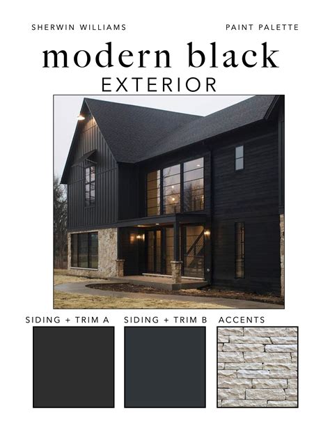 Modern BLACK EXTERIOR Paint Color Palette: Siding Trim - Etsy