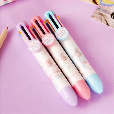 5pcslot Small Fresh Eight Color 8 Color Pen Cute Girl Cartoon