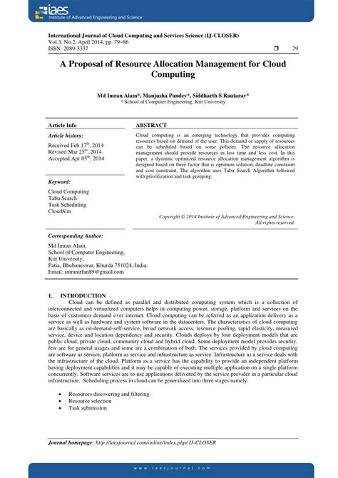 Pdf A Proposal Of Resource Allocation Management For Cloud Computing