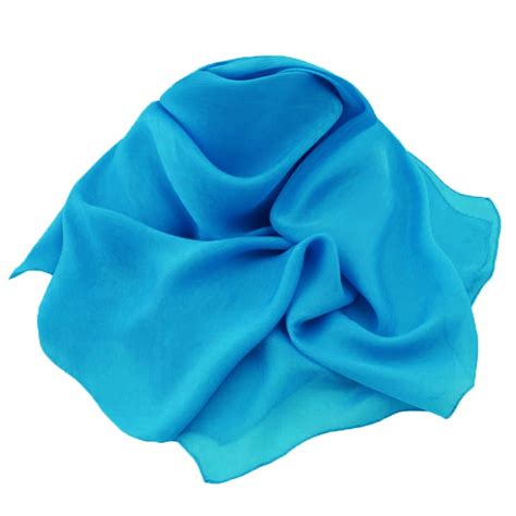 Plain Turquoise Oblong Pure Silk Chiffon Scarf