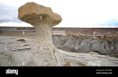 Hoodoo In Mushroom Shape Surreal Natural Rock Formation In Desert Stock Video Footage Alamy