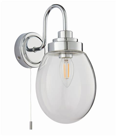 Ip Pull Cord Operated Chrome Swan Neck Bathroom Wall Light With Oval