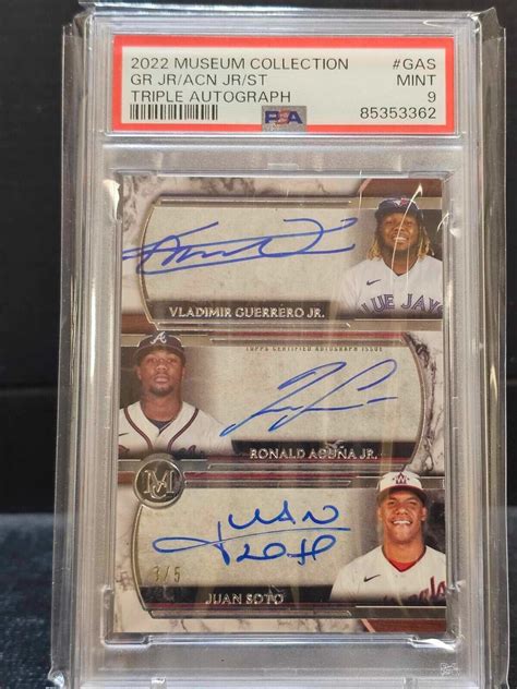 2022 TOPPS MUSEUM RONALD ACUNA JUAN SOTO V GUERRERO TRIPLE AUTO D 3