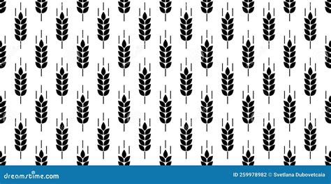 Wheat Seamless Pattern Repeating Malt Texture Repeated Black Bakery