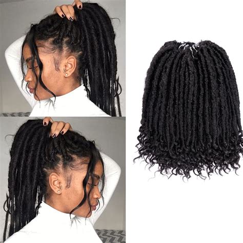 12 Inch Goddess Faux Locs Crochet Hair 6 Packs Synthetic Braids With Curly Ends For Black