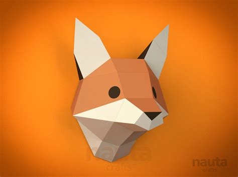 Pdf Vorlage Fox Papercraft Low Poly Fox Papier Fuchs Etsy