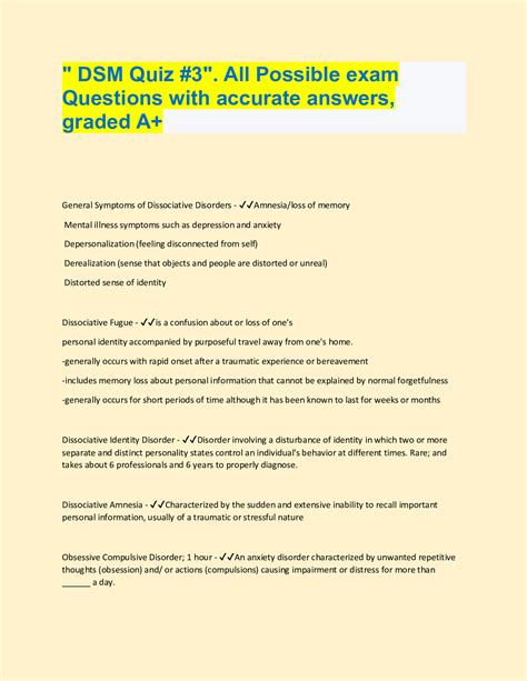 " DSM Quiz #3". All Possible exam Questions with accurate answers
