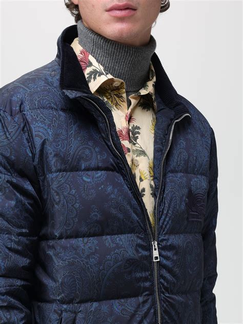 Etro Paisley Down Jacket In Quilted Nylon Blue Etro Jacket