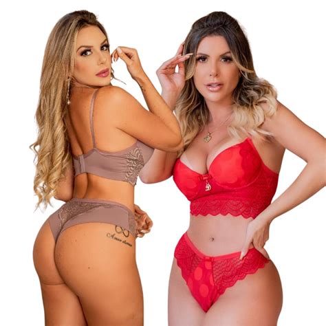 Conjunto Lingerie Renda Sutiã Bojo E Calcinha Fio Duplo Moda Íntima Femina Shopee Brasil