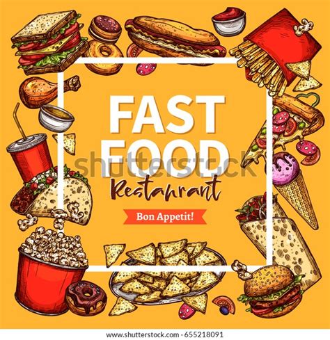 Fast Food Restaurant Poster Menu Vector Stock Vector Royalty Free