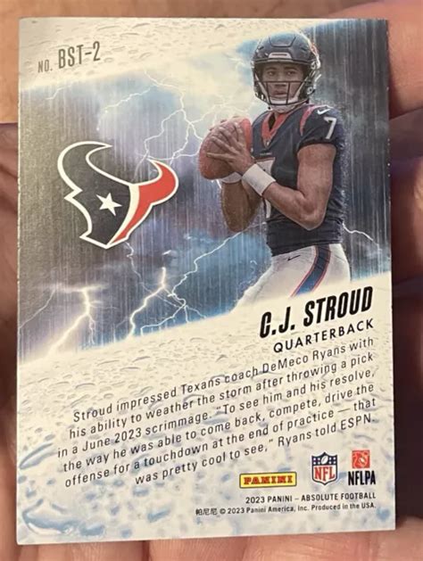 Cj Stroud By Storm Insert Rc Recrue Houston Texans C J Football