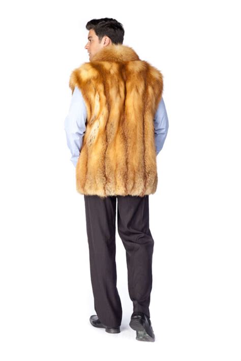 Natural Red Fox Fur Vest For Men America Jackets Luxury Gift