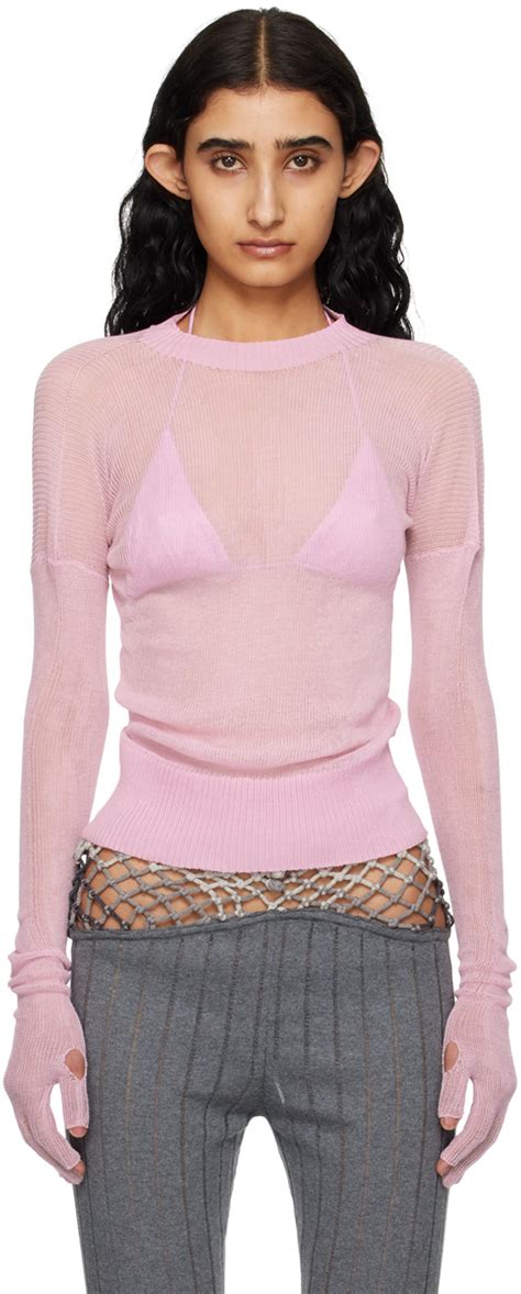 Ssense Exclusive Pink Jasmine Sweater Bikini Top Set By Isa Boulder