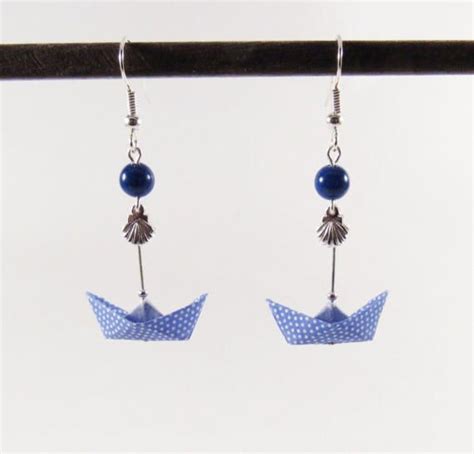 Boucles D Oreilles Bateaux En Origami WAVE Bateau Papier Etsy France