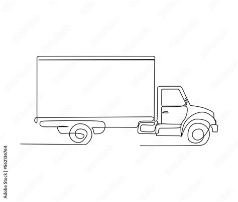 Vecteur Stock Continuous One Line Drawing Of Delivery Truck Simple