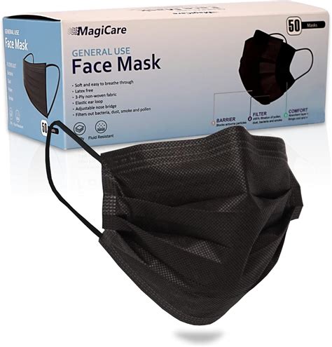 Magicare Black Disposable Face Masks Soft White Inner Layer