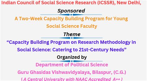 Icssr Sponsored Two Week Capacity Building Program For Young Social