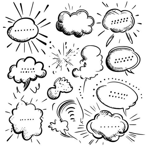 Handdrawn Comic Speech Bubbles In Various Shapes And Styles Premium